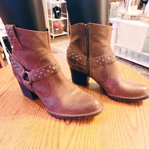 New Born Studded Harness Western Boots Side Zip